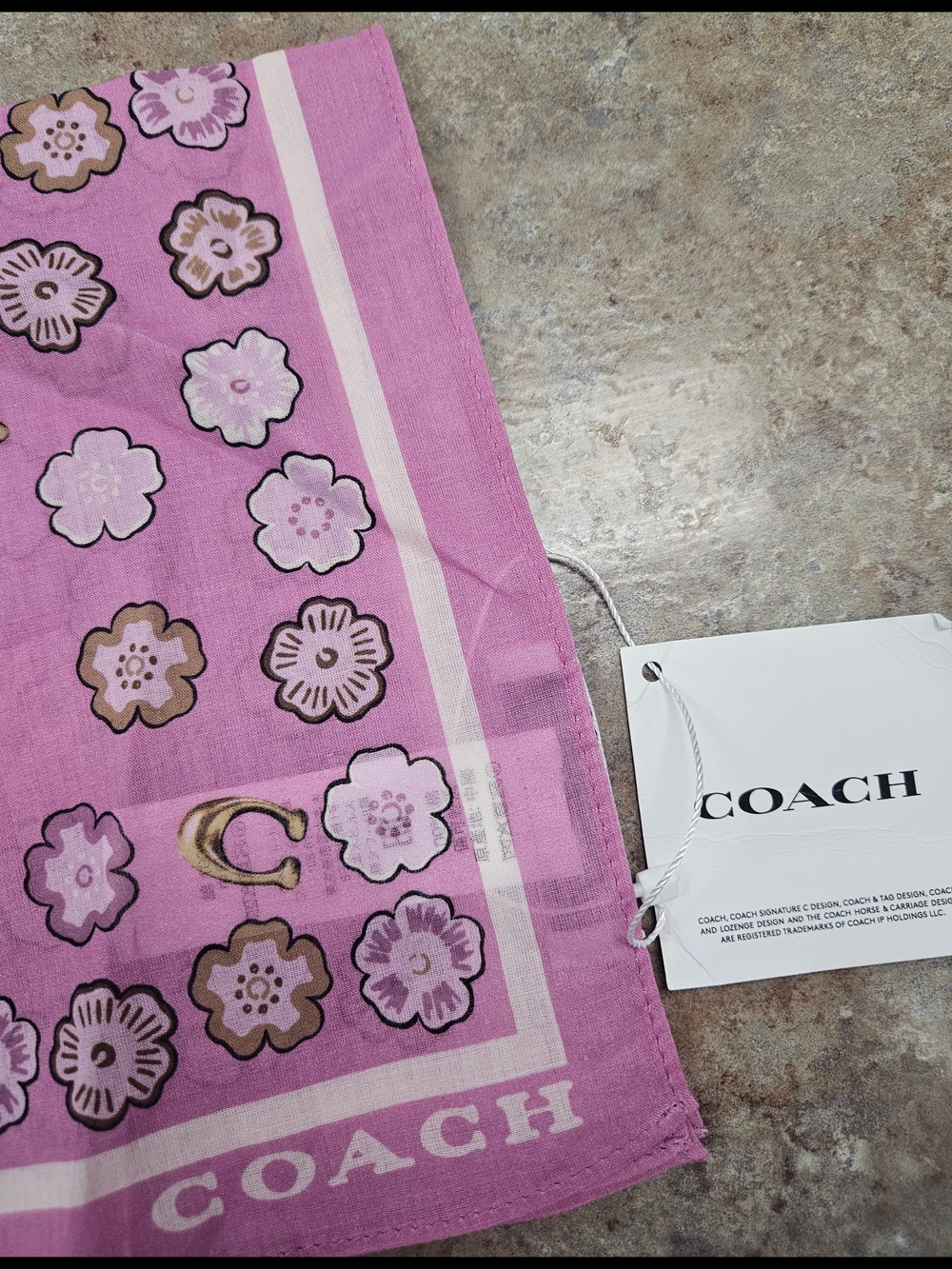 Coach Waterfall Tea Rose Printed Handkerchief